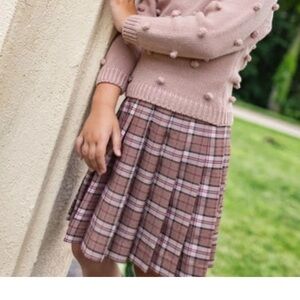 Mauve By Pastel Girls Plaid Pleated Skirt Brown Preppy Academia Size 3